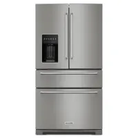 KitchenAid - 36 in. Wide 26 cu. ft. Multi-Door French Door Refrigerator with Platinum Interior - Stainless Steel – Image 1