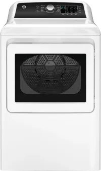 GE - 7.4 Cu. Ft. Front Load Electric Dryer with Sensor Dry - White with Matte Black – Image 1