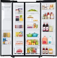 Samsung - 36 in. Wide 27.4 cu. ft. Side-by-Side Refrigerator with Large Capacity - Black Stainless Steel – Image 3