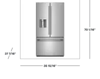 KitchenAid - 36 in. Wide 30 cu. ft. French Door Refrigerator with Exterior Water and Ice - Stainless Steel – Image 3
