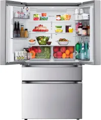 LG - 36-in Wide Standard-Depth MAX 28.6 Cu. Ft. 4-Door French Door Smart Refrigerator with Full Convert Drawer - PrintProof Sta – Image 3