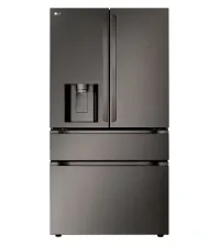 LG - 36-in Wide Standard-Depth MAX 28.6 Cu. Ft. 4-Door French Door Smart Refrigerator with Full-Convert Drawer - Black Stainles – Image 2