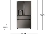 LG - 36-in Wide Standard-Depth MAX 28.6 Cu. Ft. 4-Door French Door Smart Refrigerator with Full-Convert Drawer - Black Stainles – Image 3