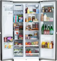LG - 36-in Wide 27.1 Cu. Ft. Side-by-Side Smart Refrigerator with Craft Ice - Stainless Steel – Image 4