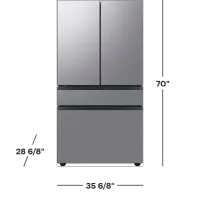 Samsung - 36 in. Wide BESPOKE 23 cu. ft. 4-Door French Door Counter Depth Smart Refrigerator with Beverage Center - Stainless S – Image 2