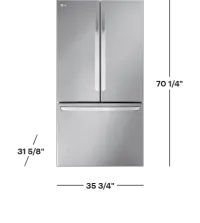 LG - 36-in Counter-Depth MAX 26.5 Cu. Ft. French Door Smart Refrigerator with Internal Water Dispenser - Stainless Steel – Image 2