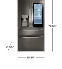 LG - 36-in Wide 22.5 Cu. Ft. 4-Door French Door-in-Door Counter-Depth Smart Refrigerator with Craft Ice - Black Stainless Steel – Image 3