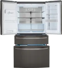 LG - 36-in Wide 22.5 Cu. Ft. 4-Door French Door-in-Door Counter-Depth Smart Refrigerator with Craft Ice - Black Stainless Steel – Image 4