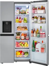 LG - 36-in Wide 22.5 Cu. Ft. Counter-Depth Side-by-Side Refrigerator with Smooth Touch Dispenser - Stainless Steel – Image 3