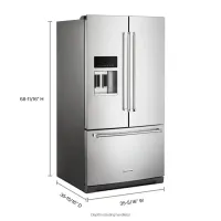 KitchenAid - 36 in. Wide 26.8 cu. ft. Standard-Depth French Door Refrigerator with Exterior Ice and Water Dispenser - Stainless – Image 2