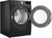 LG - 7.4 Cu. Ft. Stackable Smart Electric Dryer with Steam and Built-In Intelligence - Black Steel – Image 2