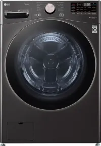 LG - 4.5 Cu. Ft. High-Efficiency Stackable Smart Front Load Washer with Steam and Built-In Intelligence - Black Steel – Image 4