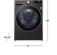 LG - 4.5 Cu. Ft. High-Efficiency Stackable Smart Front Load Washer with Steam and Built-In Intelligence - Black Steel – Image 2