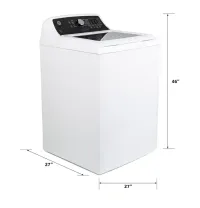 GE - 4.5 Cu. Ft. Top Load Washer with Water Level Control, Deep Fill, Quick Wash, and Glass Lid - White with Matte Black – Image 3