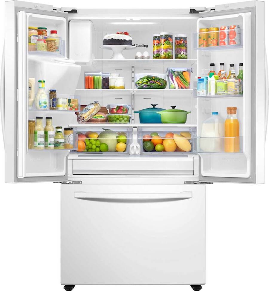 Samsung - 27 cu. ft. Large Capacity 3-Door French Door Refrigerator with External Water & Ice Dispenser - White – Image 3