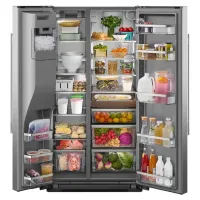 KitchenAid - 36 in. Wide 21 cu. ft. Counter-Depth Side-by-Side Refrigerator with Exterior Ice - Stainless Steel – Image 3