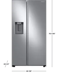Samsung - 36 in. Wide 27.4 cu. ft. Side-by-Side Refrigerator with Large Capacity - Stainless Steel – Image 2