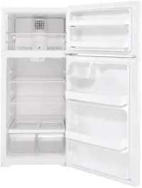 GE - 28 in. Wide 16.6 Cu. Ft. Top-Freezer Refrigerator with LED Interior Lighting - White – Image 3