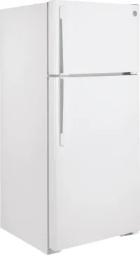 GE - 28 in. Wide 16.6 Cu. Ft. Top-Freezer Refrigerator with LED Interior Lighting - White – Image 1