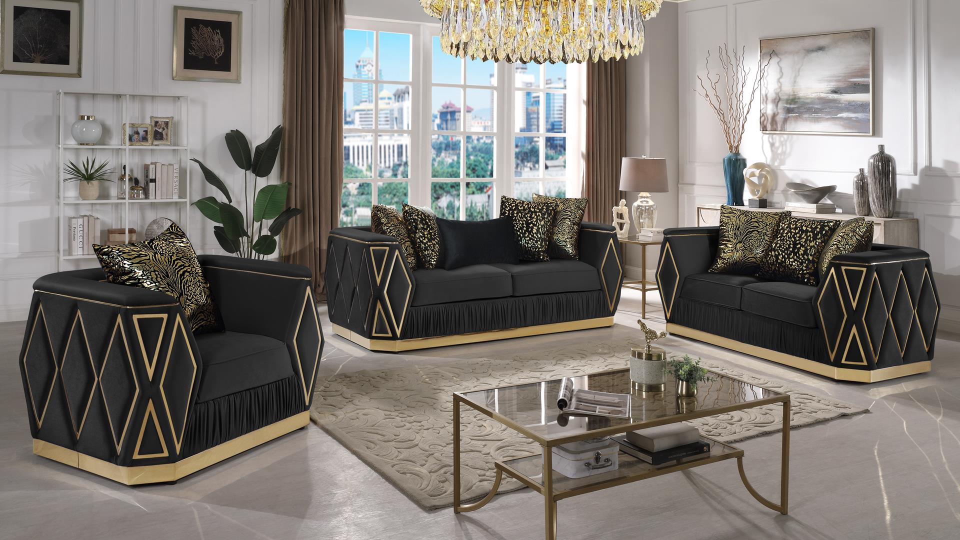 Cavalli Living Room Set Black – Image 1