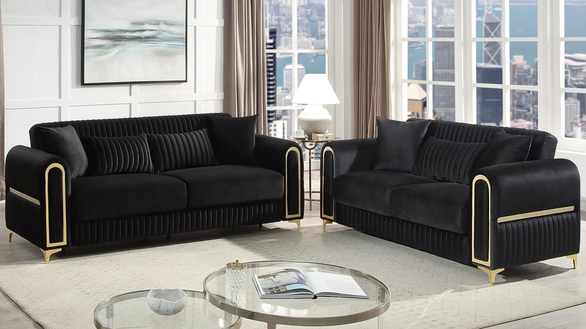 Ruby Living Room Set Black – Image 2