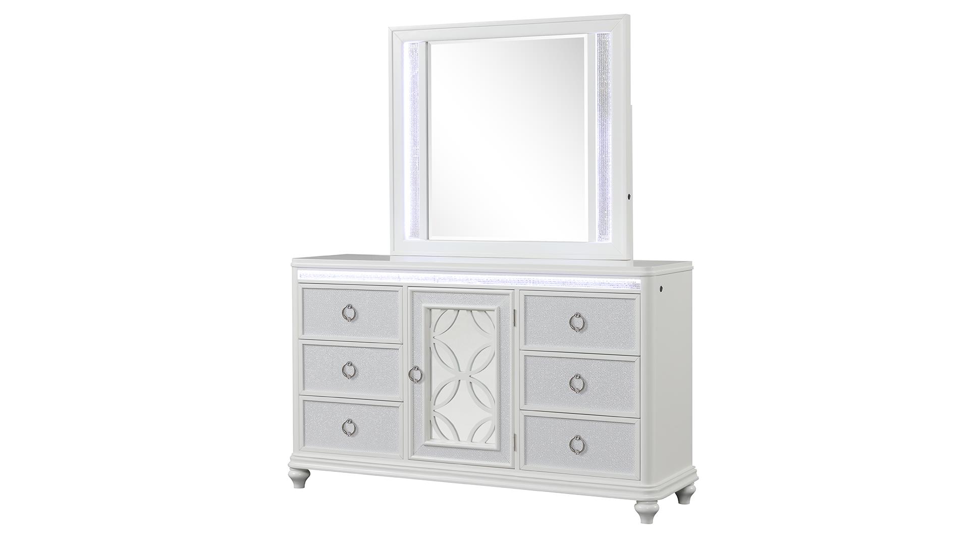  Abigale Bedroom Set with Mirror Top Nightstand – Image 3