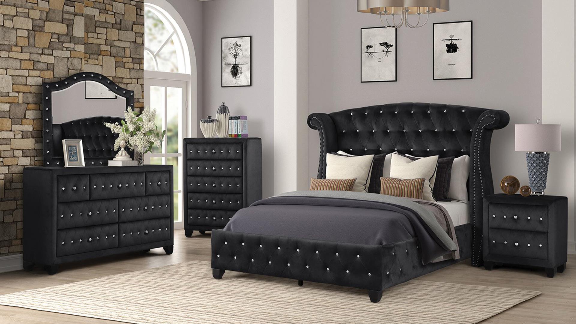 Sophia Bedroom set in Black – Image 1
