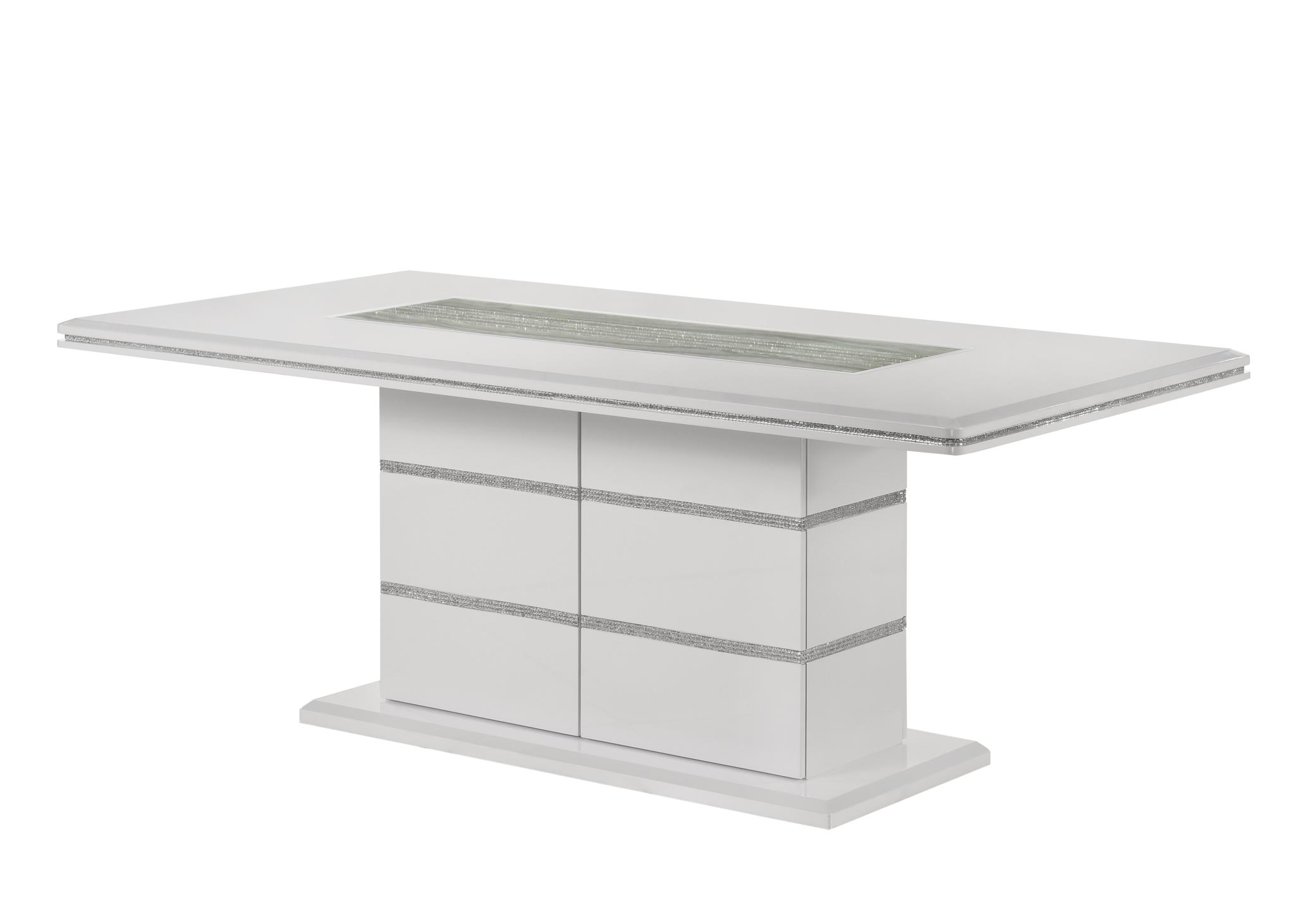 Lucia - Gray & White Dining Chair with Crystal Trim – Image 2