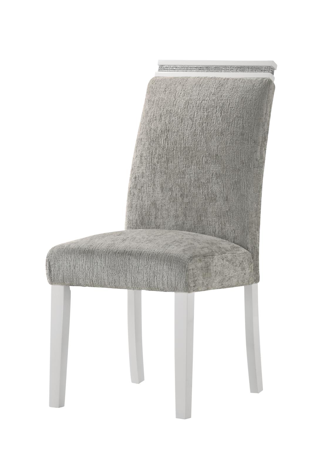 Lucia - Gray & White Dining Chair with Crystal Trim – Image 3