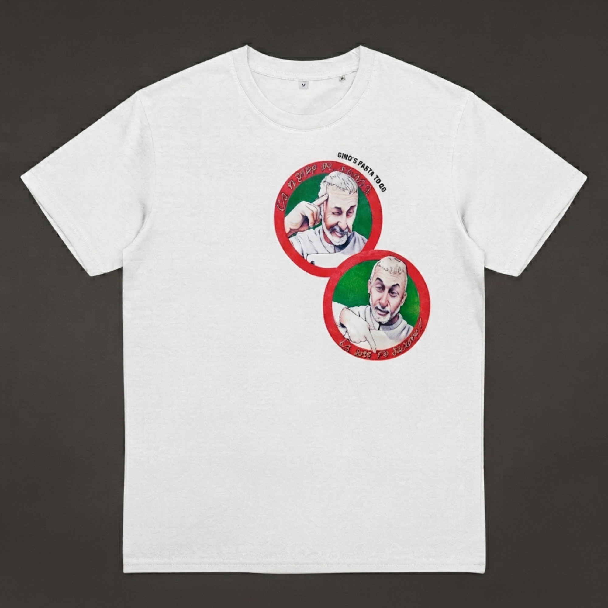 T-Shirt (Double Gino Image) – White, Medium
