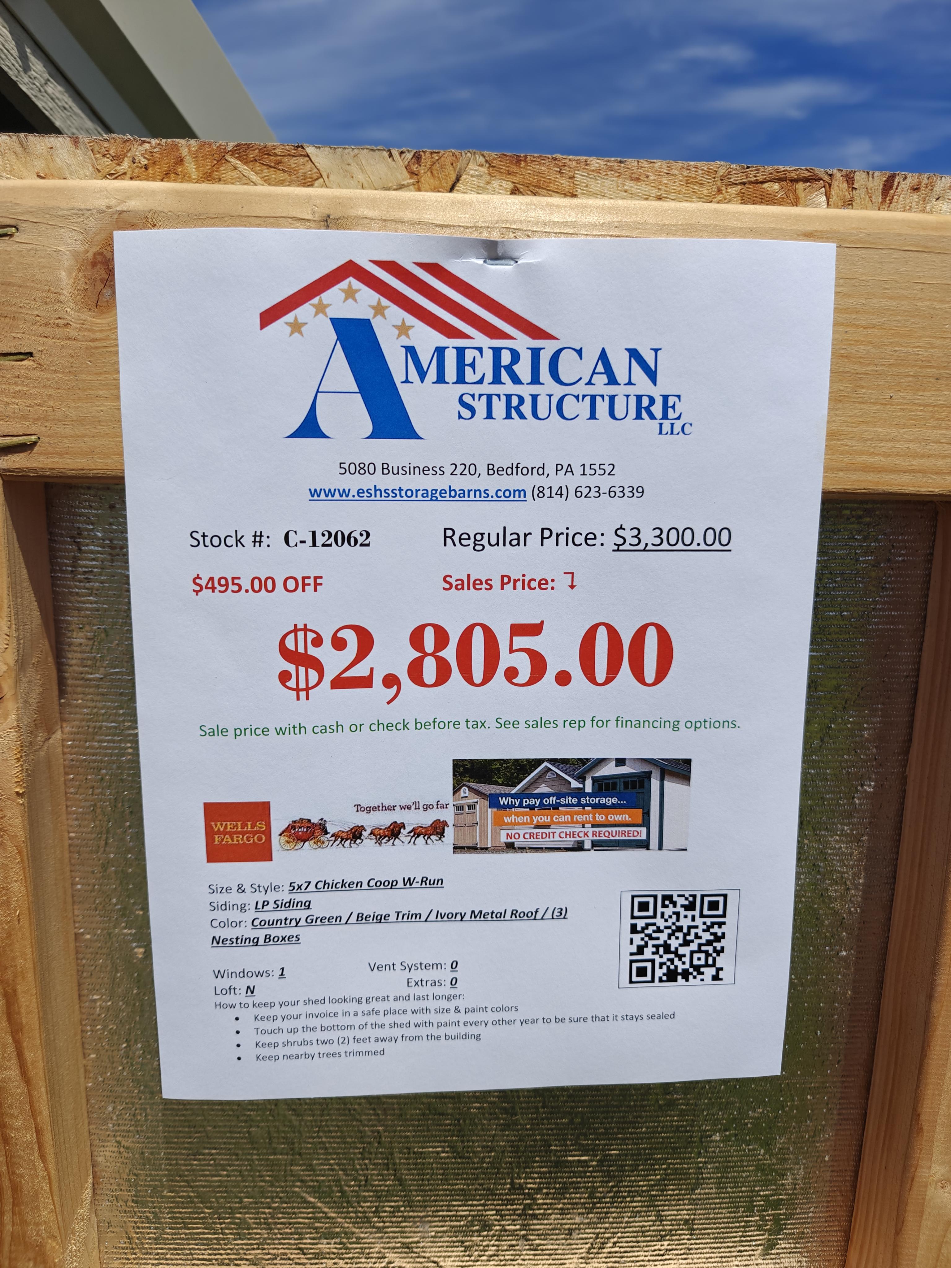 C-12062 5x7 Animal Shelter Chicken Runs – Image 2
