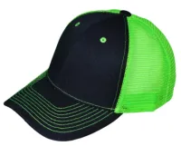 Structured Hat with 4-H Emblem – Black/Neon Green
