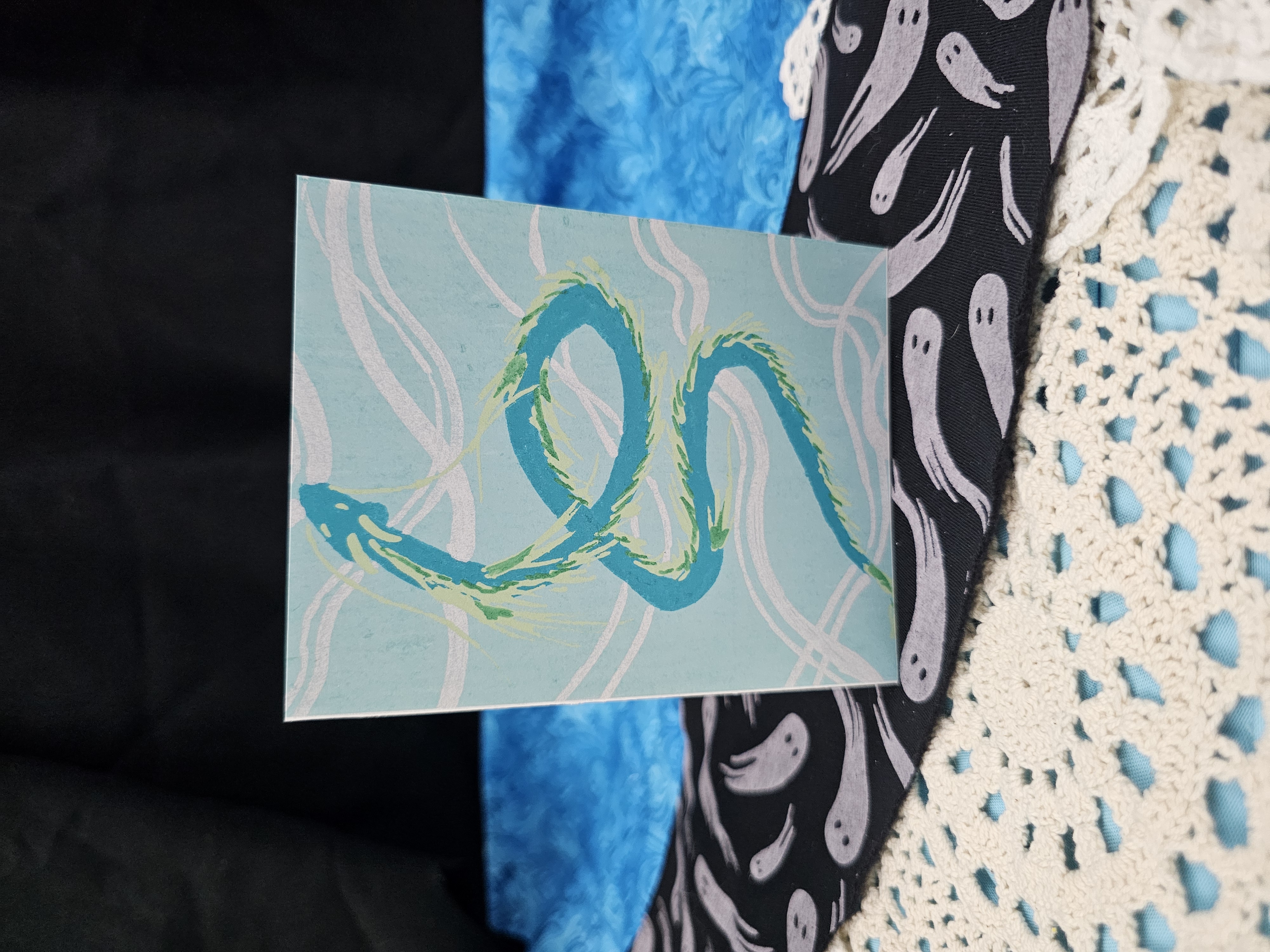Greeting Card Posca Light Blue Dragon  – Image 2