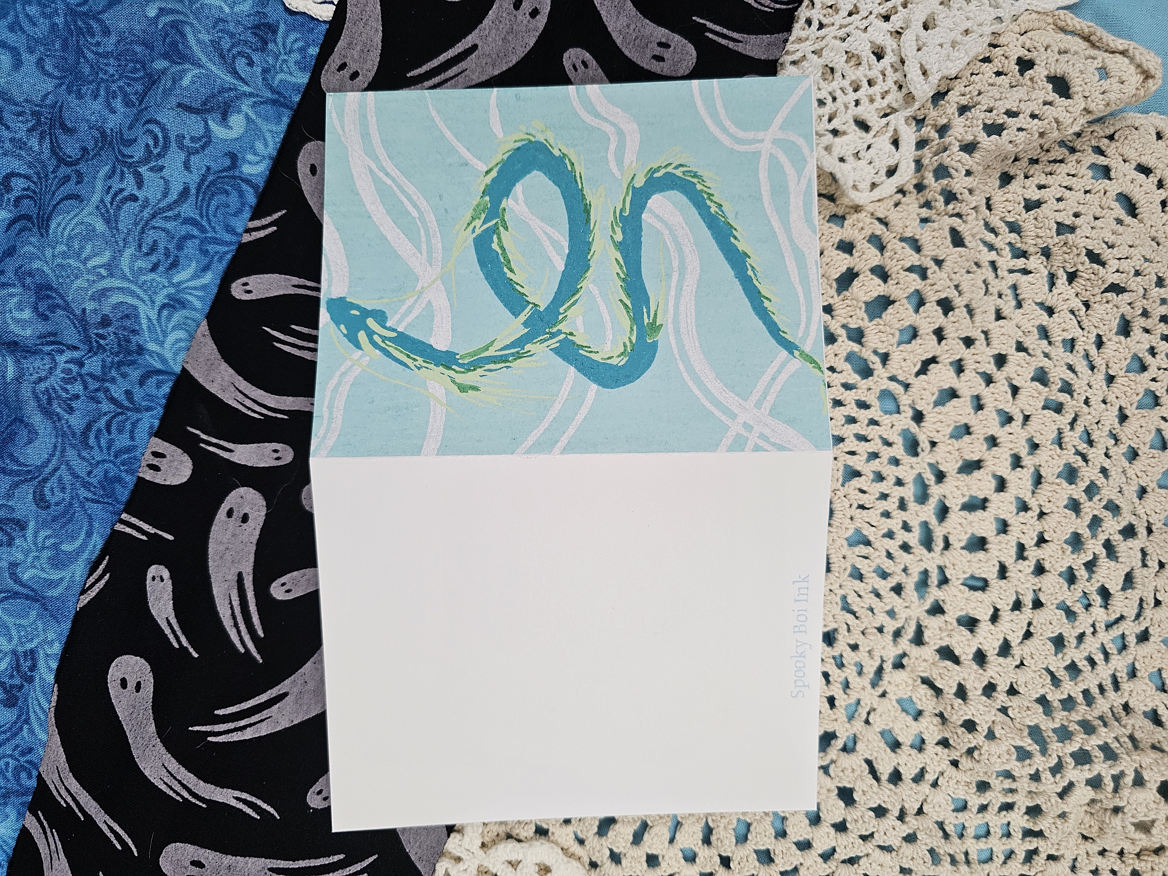 Greeting Card Posca Light Blue Dragon  – Image 3