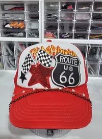 Route 66 Hat with Flames  – Image 1
