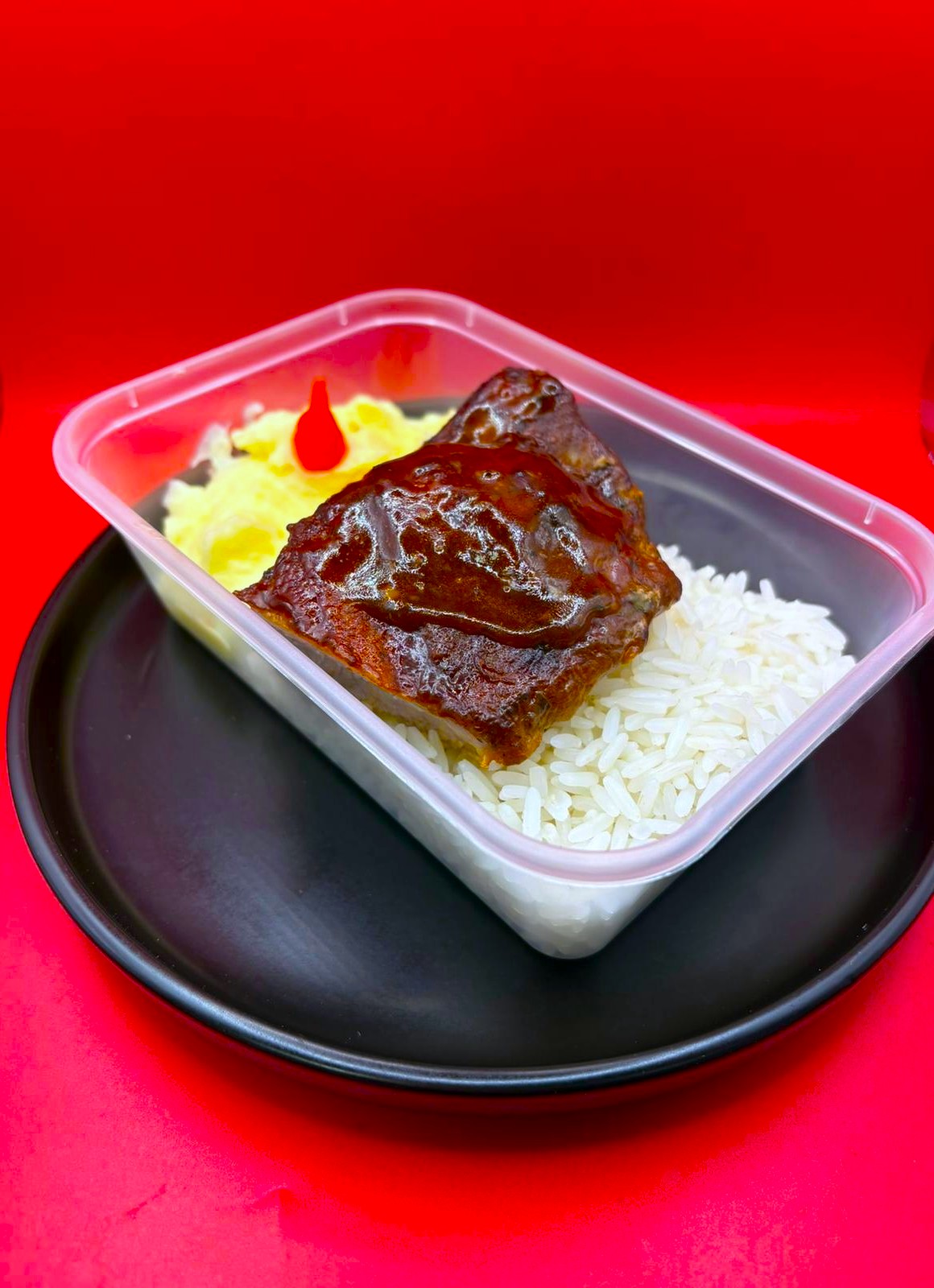 BBQ pork ribs with rice and mashed potatoes – Image 2
