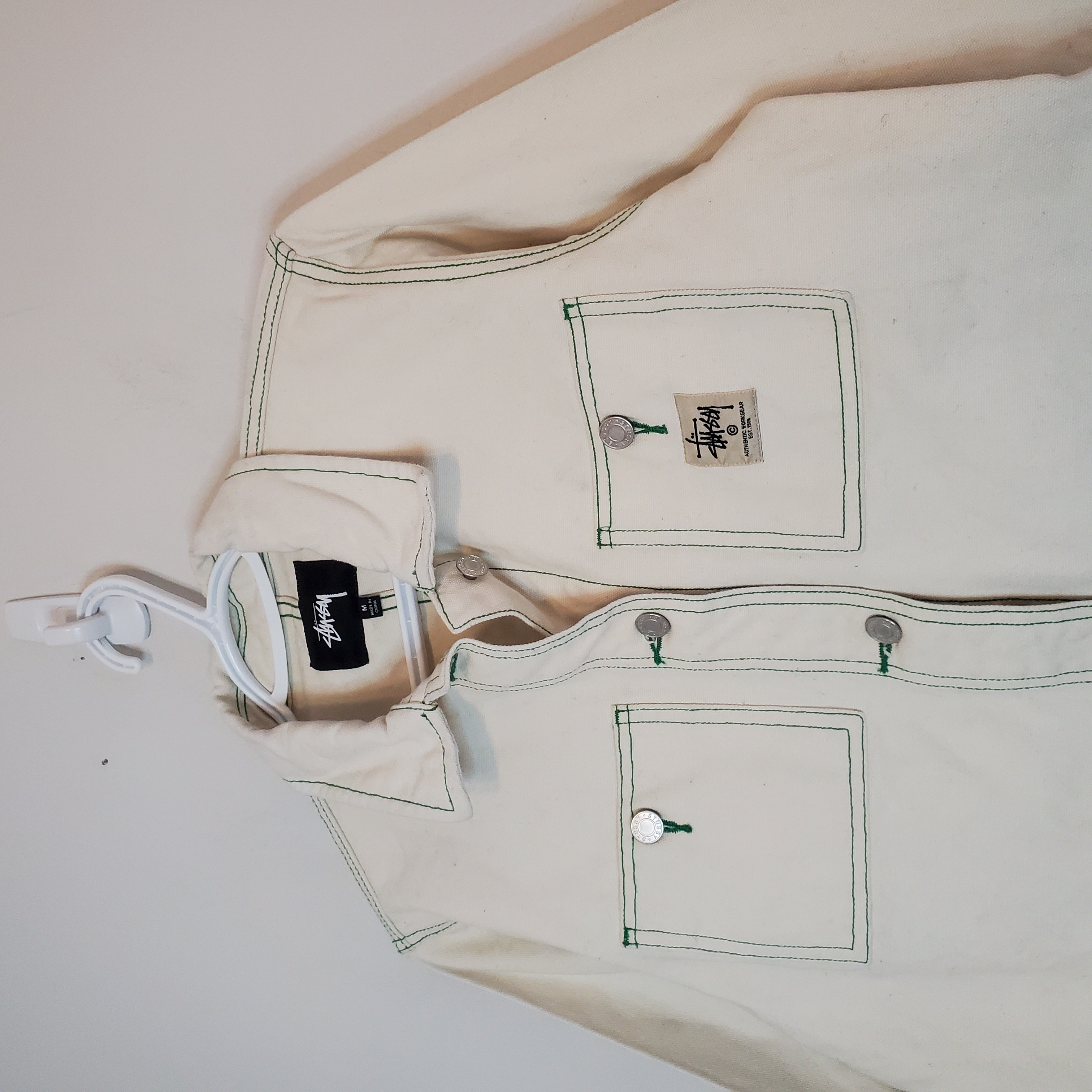 Stussy Wyatt Barn Denim Chore Jacket White Size M – Image 3