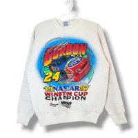 Vintage 90s Jeff Gordon Nascar Graphic Crewneck Sweater Gray Size M – Image 1
