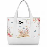 Blue Butterfly Blossoms Mini Tote – Image 1