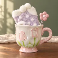 Blushing Tulip Mug & Spoon Set – Mug & Spoon with Cozy Socks — Assorted Styles