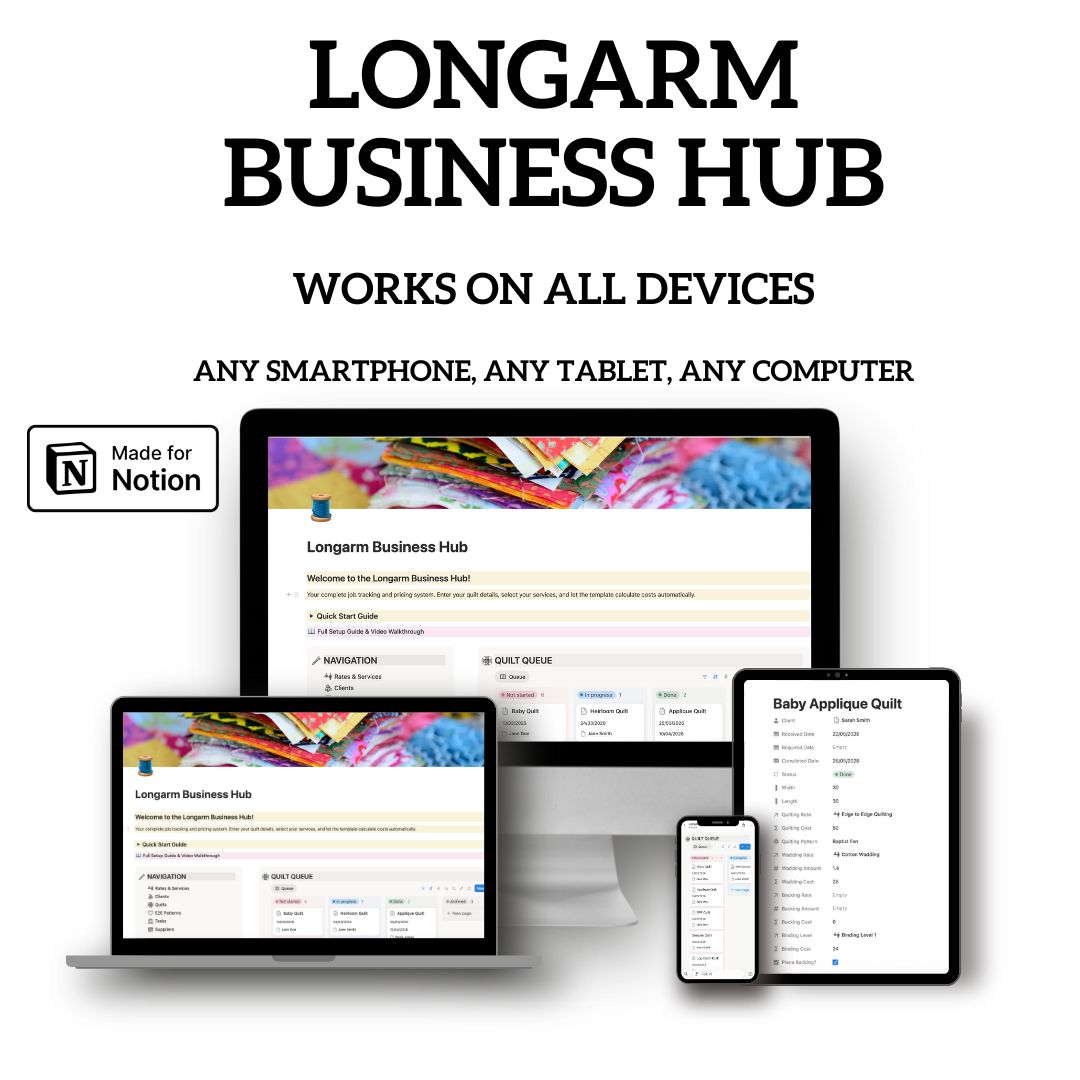 Longarm Business Hub - The Complete Business Management Template for Longarm Quilters – Image 1