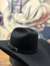 Leather Hat Band Weave 1/2 w Buckle | Black – Image 1