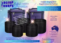 Crystal Singing Bowl Set | Black Plain Frosted  – 6-12 Inch | Black Plain, Black