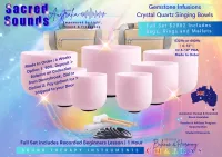Crystal Singing Bowl Sets | Pink, Solid and Ombre Frosted Set – 6-12 Inch | Pink/Nude Ombre