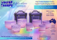 Crystal Singing Bowl Sets | Pink, Solid and Ombre Frosted Set – 6-12 Inch | Pink/Purple Ombre