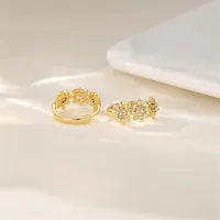 Atelier Fleur High-Quality Stainless Steel Gold Floral Pavé Huggie Earrings – Image 3