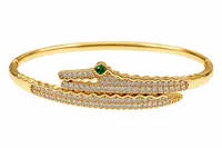 Gold and Silver Crystal Alligator Bangle Bracelet    – Image 1