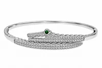 Gold and Silver Crystal Alligator Bangle Bracelet    – Image 3