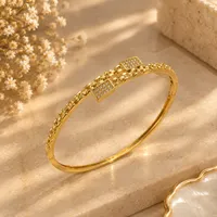 Gold Braided Buckle Bangle Bracelet – Image 2