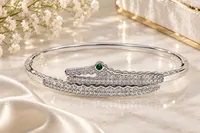 Gold and Silver Crystal Alligator Bangle Bracelet    – Image 4